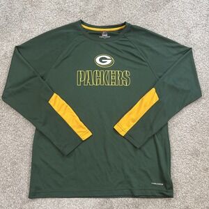 Green Bay Packers Majestic Cool Base Long Sleeve Shirt Men's L NFL‎ Green Gold